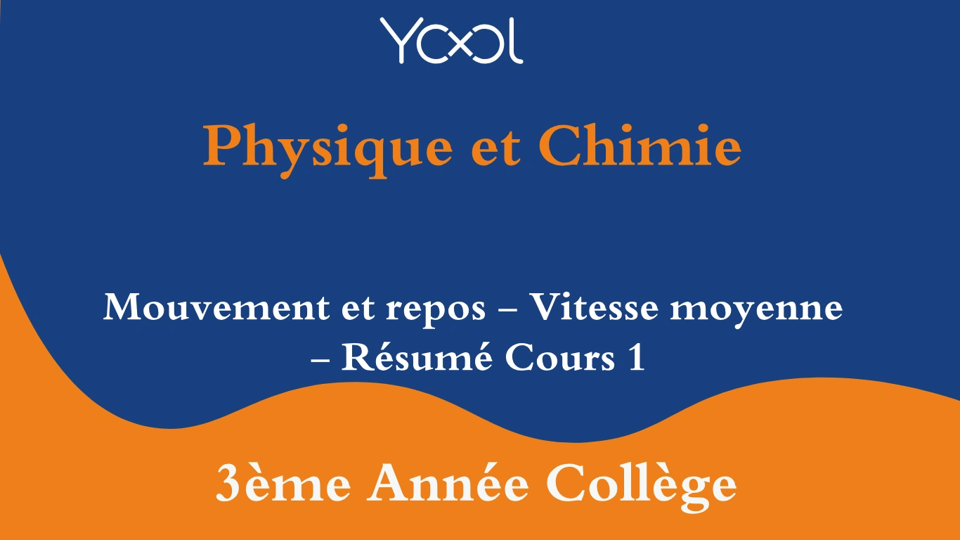 Mouvement et repos - Vitesse moyenne - Résumé Cours 1